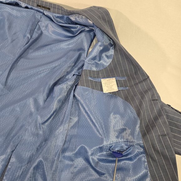 PIERRE NOIR Old Money Blue Gray Striped Classic Fit Blazer Jacket Size L50/44. - Picture 12 of 17